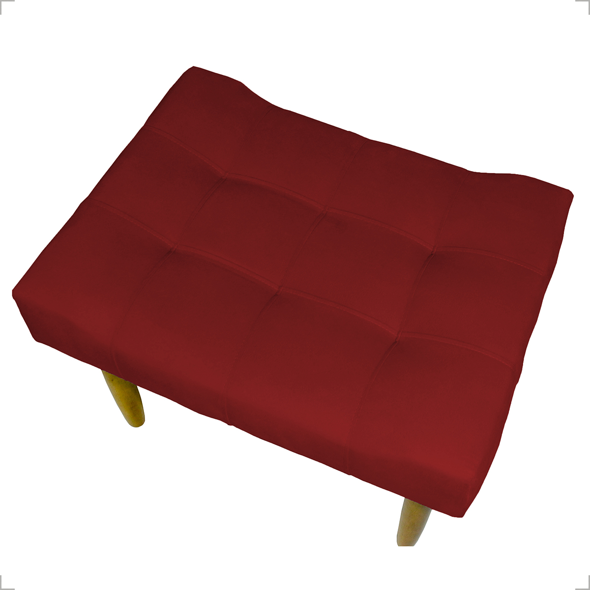 Kit 2 Puff Decorativos Para Sala, Quarto, Penteadeira Requinte Suede Bordo Pé Castanho - Clique E Decore