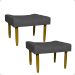 Kit 2 Puff Decorativos Para Sala, Quarto, Penteadeira Requinte Suede Cinza Pé Castanho - Clique E Decore