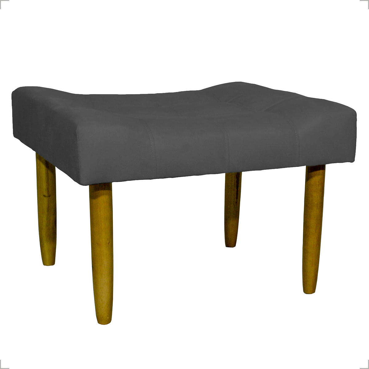 Kit 2 Puff Decorativos Para Sala, Quarto, Penteadeira Requinte Suede Cinza Pé Castanho - Clique E Decore