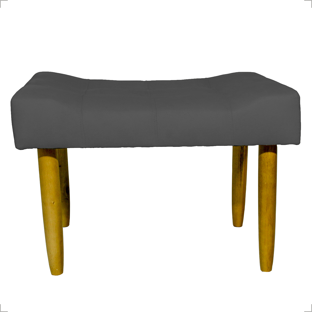 Kit 2 Puff Decorativos Para Sala, Quarto, Penteadeira Requinte Suede Cinza Pé Castanho - Clique E Decore