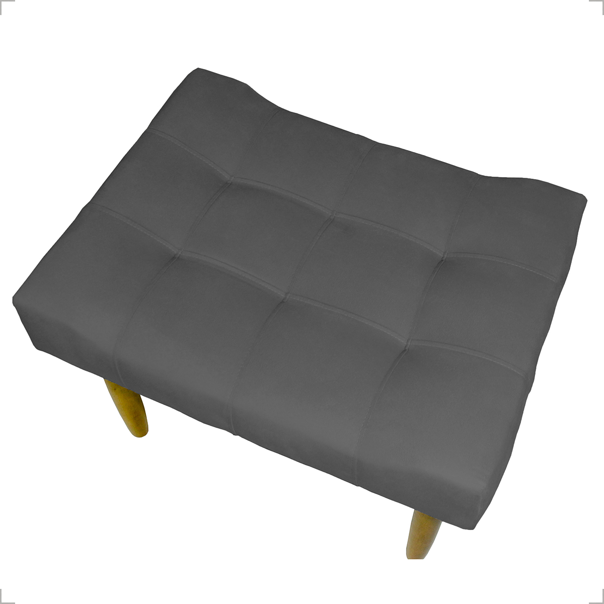 Kit 2 Puff Decorativos Para Sala, Quarto, Penteadeira Requinte Suede Cinza Pé Castanho - Clique E Decore