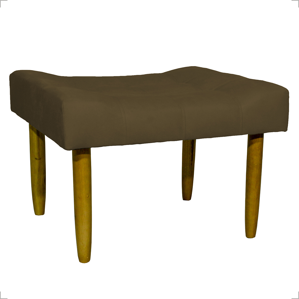 Kit 2 Puff Decorativos Para Sala, Quarto, Penteadeira Requinte Suede Marrom Pé Castanho - Clique E Decore