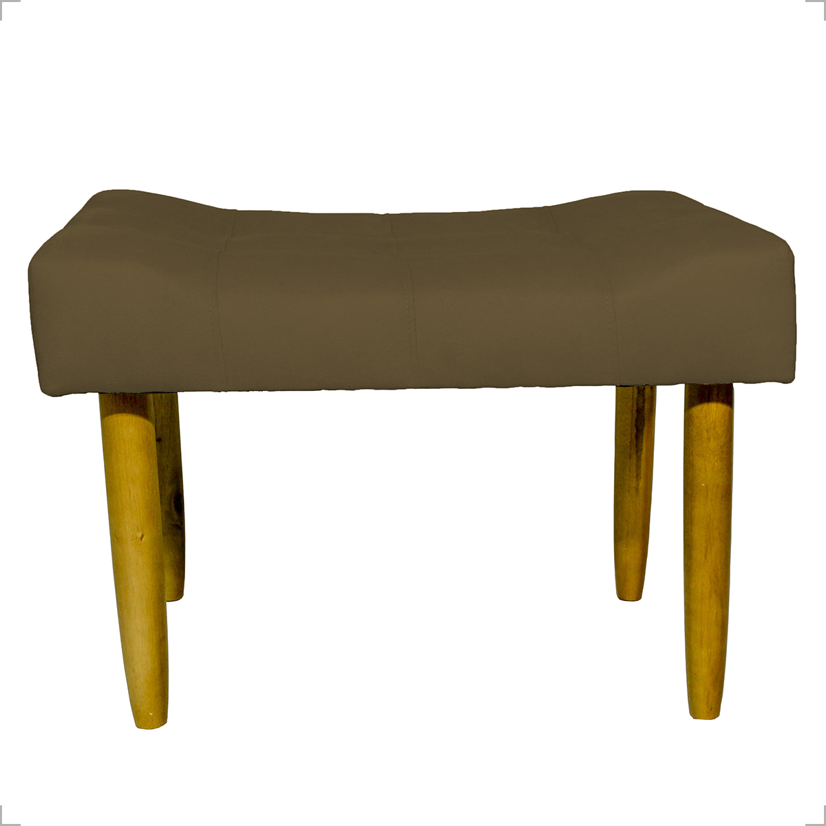 Kit 2 Puff Decorativos Para Sala, Quarto, Penteadeira Requinte Suede Marrom Pé Castanho - Clique E Decore