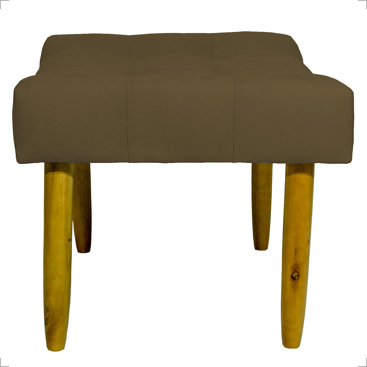Kit 2 Puff Decorativos Para Sala, Quarto, Penteadeira Requinte Suede Marrom Pé Castanho - Clique E Decore