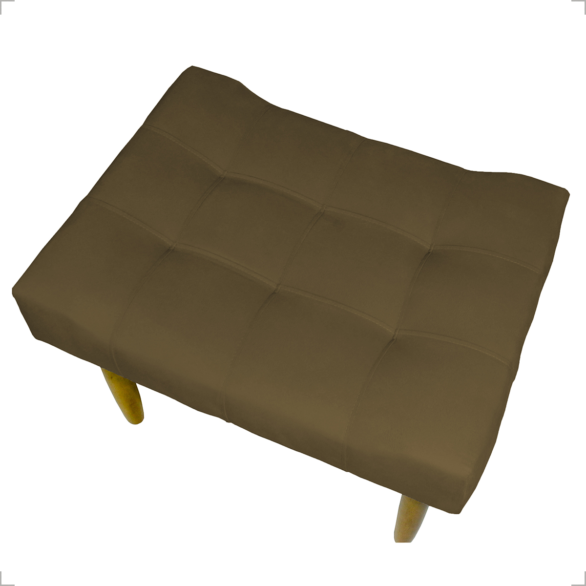 Kit 2 Puff Decorativos Para Sala, Quarto, Penteadeira Requinte Suede Marrom Pé Castanho - Clique E Decore