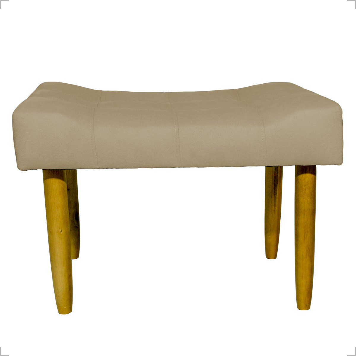 Kit 2 Puff Decorativos Para Sala, Quarto, Penteadeira Requinte Suede Nude Pé Castanho - Clique E Decore