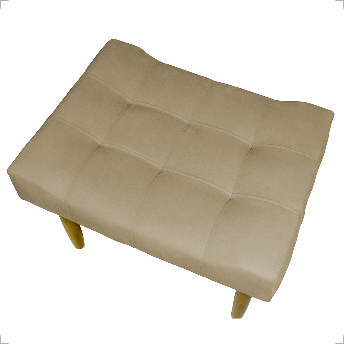 Kit 2 Puff Decorativos Para Sala, Quarto, Penteadeira Requinte Suede Nude Pé Castanho - Clique E Decore