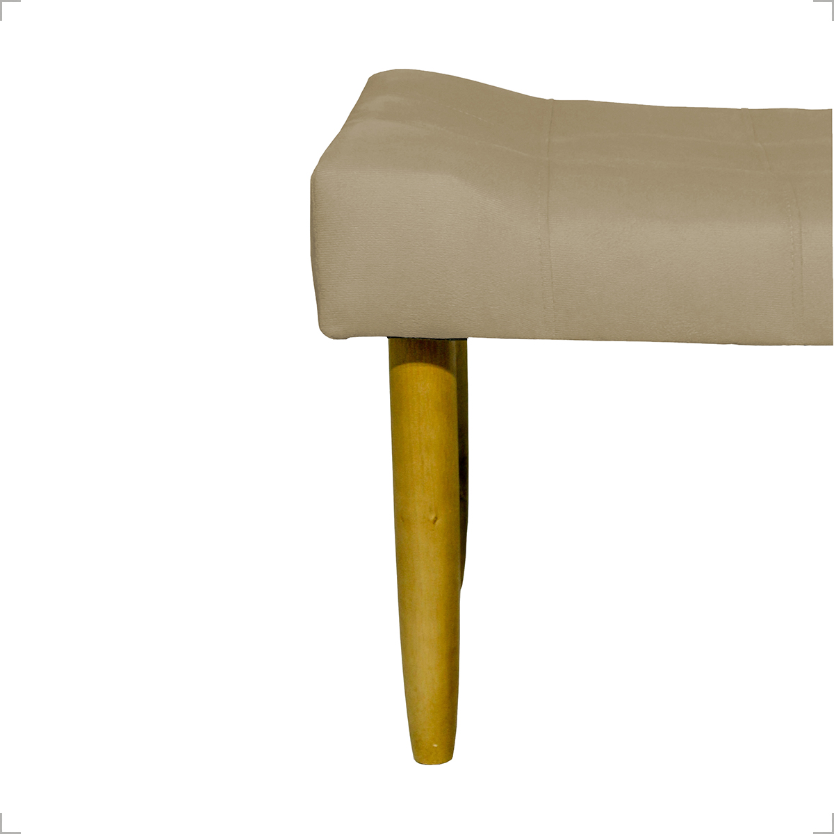 Kit 2 Puff Decorativos Para Sala, Quarto, Penteadeira Requinte Suede Nude Pé Castanho - Clique E Decore