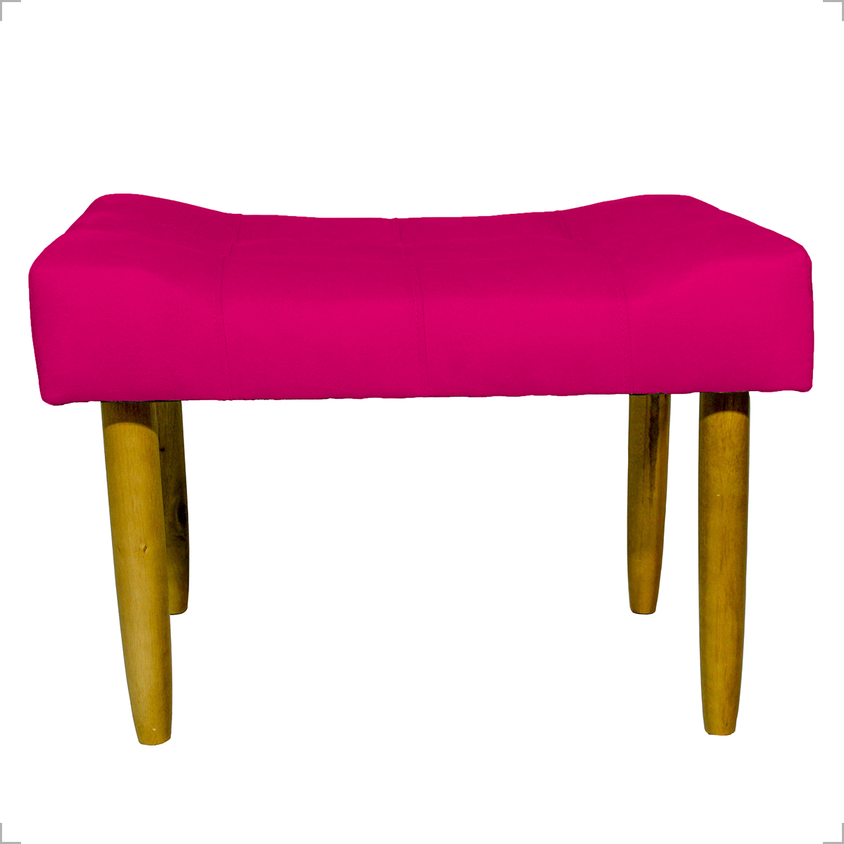 Kit 2 Puff Decorativos Para Sala, Quarto, Penteadeira Requinte Suede Pink Pé Castanho - Clique E Decore