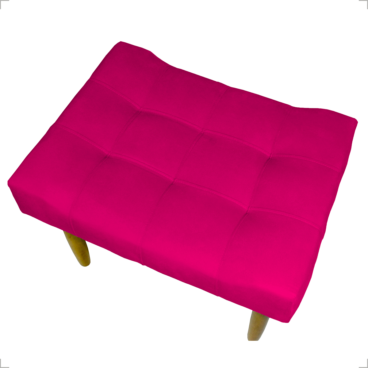 Kit 2 Puff Decorativos Para Sala, Quarto, Penteadeira Requinte Suede Pink Pé Castanho - Clique E Decore