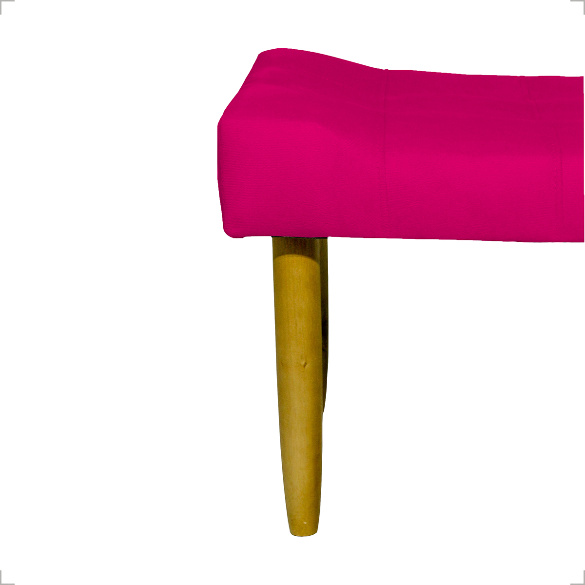 Kit 2 Puff Decorativos Para Sala, Quarto, Penteadeira Requinte Suede Pink Pé Castanho - Clique E Decore