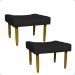 Kit 2 Puff Decorativos Para Sala, Quarto, Penteadeira Requinte Suede Preto Pé Castanho - Clique E Decore