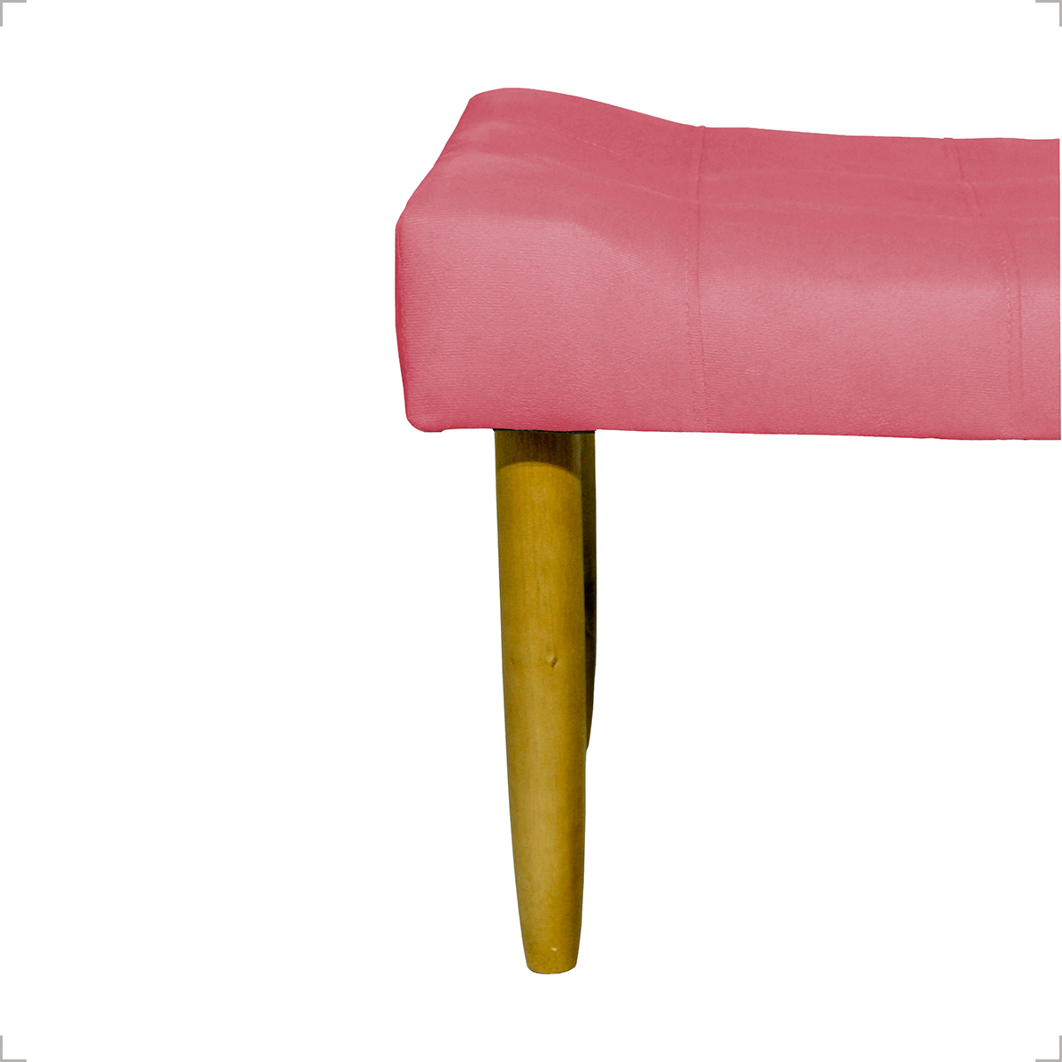 Kit 2 Puff Decorativos Para Sala, Quarto, Penteadeira Requinte Suede Rosé Pé Castanho - Clique E Decore