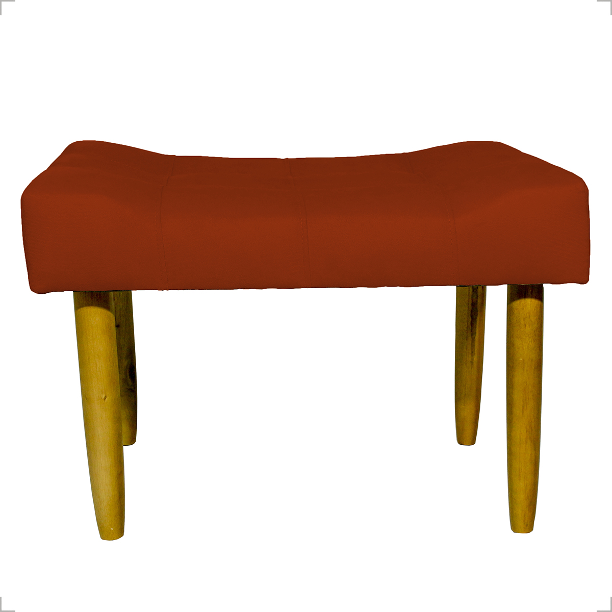 Kit 2 Puff Decorativos Para Sala, Quarto, Penteadeira Requinte Suede Terracota Pé Castanho - Clique E Decore