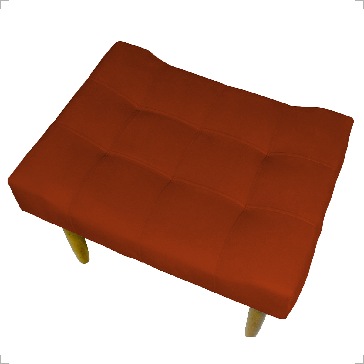 Kit 2 Puff Decorativos Para Sala, Quarto, Penteadeira Requinte Suede Terracota Pé Castanho - Clique E Decore
