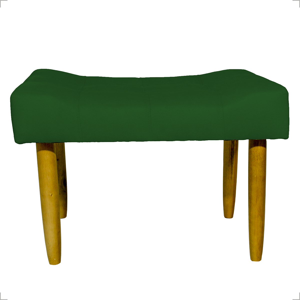 Kit 2 Puff Decorativos Para Sala, Quarto, Penteadeira Requinte Suede Verde Pé Castanho - Clique E Decore