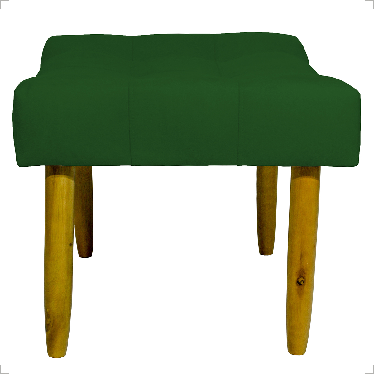 Kit 2 Puff Decorativos Para Sala, Quarto, Penteadeira Requinte Suede Verde Pé Castanho - Clique E Decore