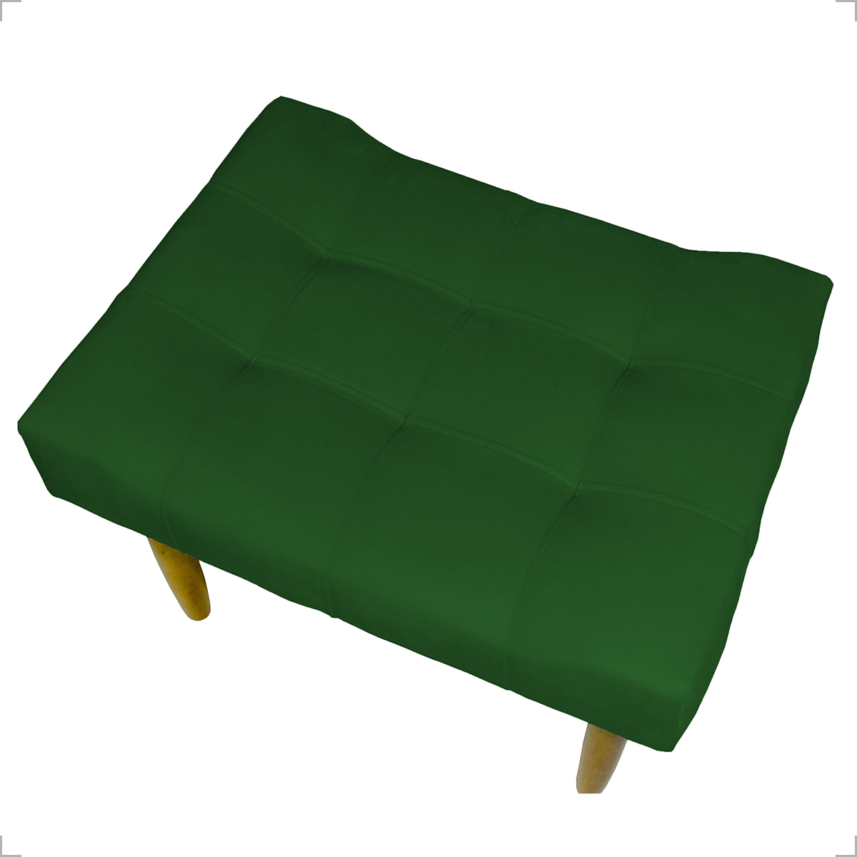 Kit 2 Puff Decorativos Para Sala, Quarto, Penteadeira Requinte Suede Verde Pé Castanho - Clique E Decore
