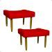 Kit 2 Puff Decorativos Para Sala, Quarto, Penteadeira Requinte Suede Vermelho Pé Castanho - Clique E Decore