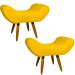 Kit 2 Puff Para Sala, Quarto E Escritório Decorativo Emilia Suede Amarelo Pé Castanho - Clique E Decorekit 2