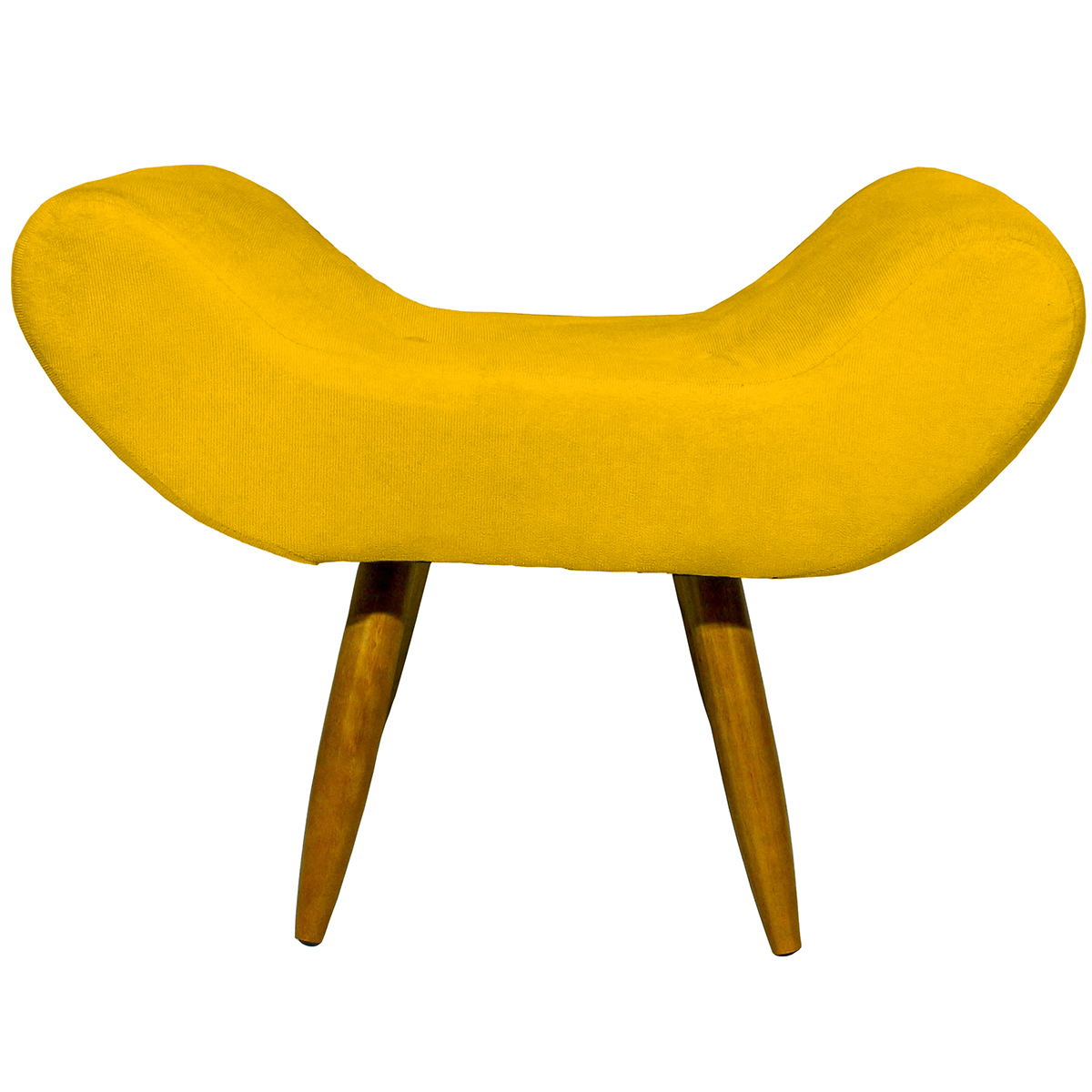 Kit 2 Puff Para Sala, Quarto E Escritório Decorativo Emilia Suede Amarelo Pé Castanho - Clique E Decorekit 2