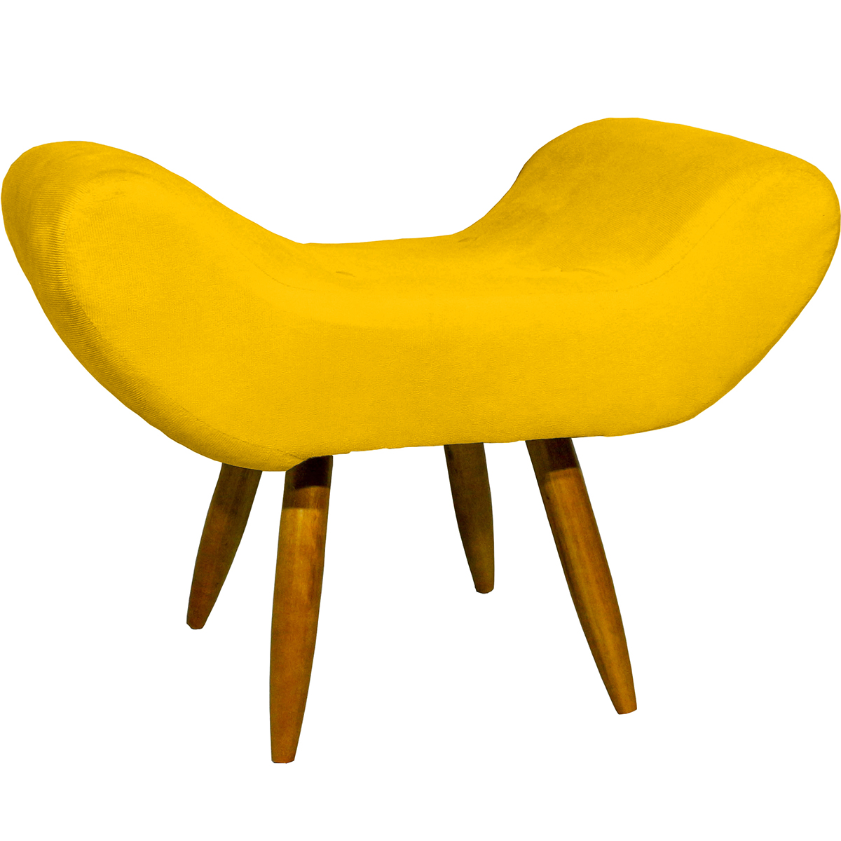 Kit 2 Puff Para Sala, Quarto E Escritório Decorativo Emilia Suede Amarelo Pé Castanho - Clique E Decorekit 2