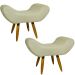 Kit 2 Puff Para Sala, Quarto E Escritório Decorativo Emilia Suede Bege Pé Castanho - Clique E Decore