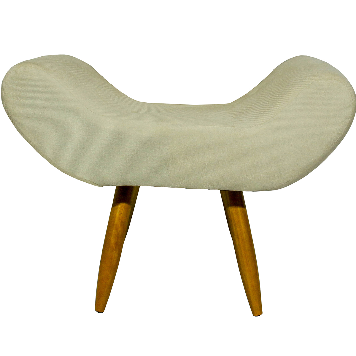 Kit 2 Puff Para Sala, Quarto E Escritório Decorativo Emilia Suede Bege Pé Castanho - Clique E Decore