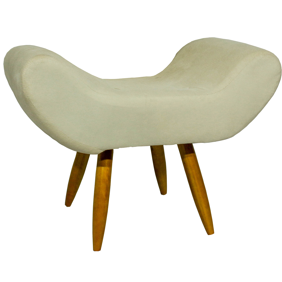 Kit 2 Puff Para Sala, Quarto E Escritório Decorativo Emilia Suede Bege Pé Castanho - Clique E Decore