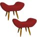 Kit 2 Puff Para Sala, Quarto E Escritório Decorativo Emilia Suede Bordo Pé Castanho - Clique E Decore