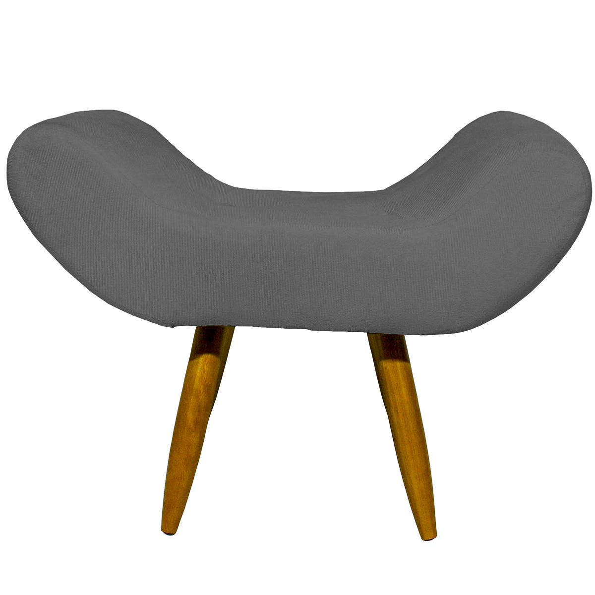 Kit 2 Puff Para Sala, Quarto E Escritório Decorativo Emilia Suede Cinza Pé Castanho - Clique E Decore