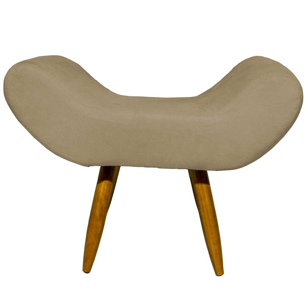 Kit 2 Puff Para Sala, Quarto E Escritório Decorativo Emilia Suede Nude Pé Castanho - Clique E Decore