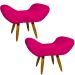 Kit 2 Puff Para Sala, Quarto E Escritório Decorativo Emilia Suede Pink Pé Castanho - Clique E Decore