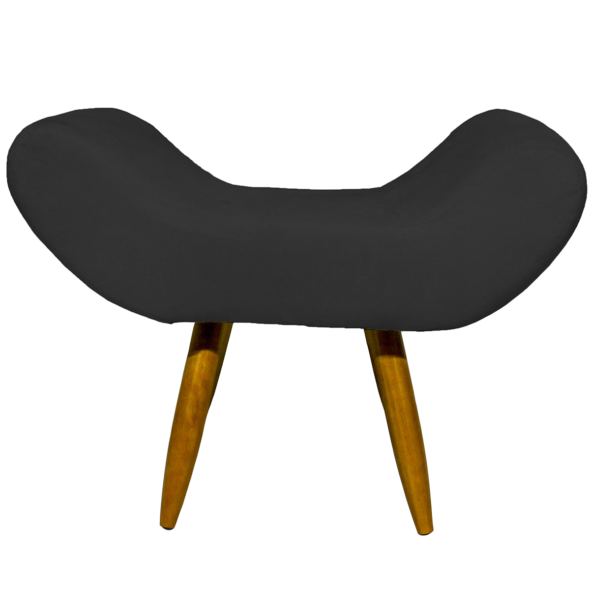 Kit 2 Puff Para Sala, Quarto E Escritório Decorativo Emilia Suede Preto Pé Castanho - Clique E Decore