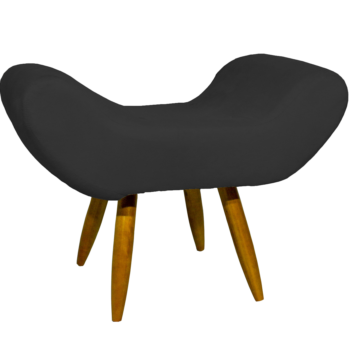 Kit 2 Puff Para Sala, Quarto E Escritório Decorativo Emilia Suede Preto Pé Castanho - Clique E Decore