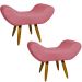 Kit 2 Puff Para Sala, Quarto E Escritório Decorativo Emilia Suede Rosé Pé Castanho - Clique E Decore