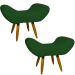 Kit 2 Puff Para Sala, Quarto E Escritório Decorativo Emilia Suede Verde Pé Castanho - Clique E Decore