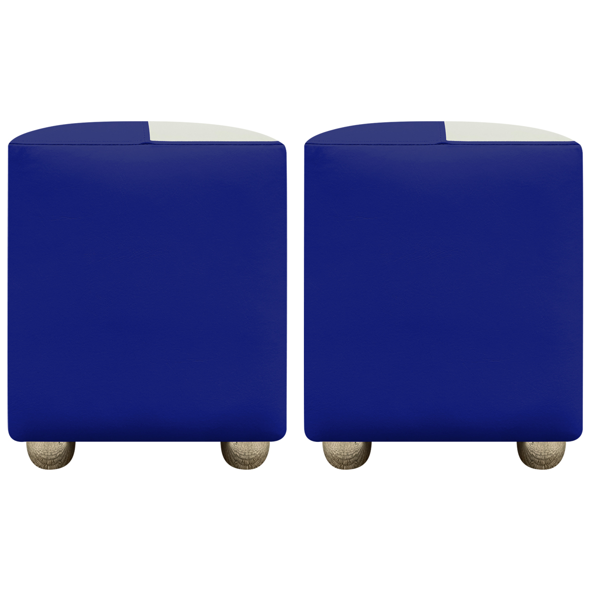 Kit 2 Puffs Decorativos Quadrados Para Sala Penteadeira Urban Tecido Corino Azul Royal e Bege