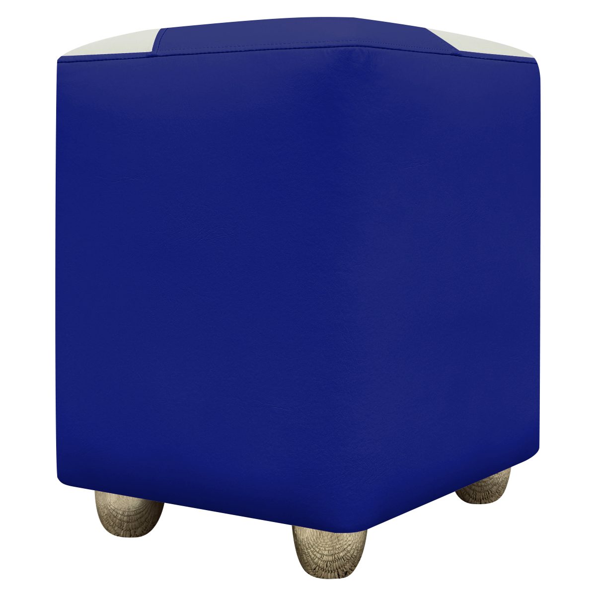 Kit 2 Puffs Decorativos Quadrados Para Sala Penteadeira Urban Tecido Corino Azul Royal e Bege