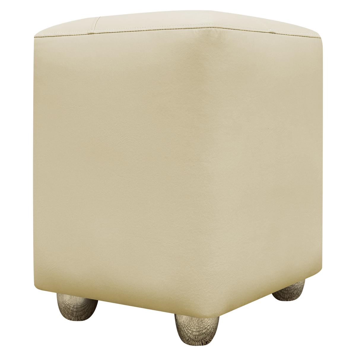 Kit 2 Puffs Decorativos Quadrados Para Sala Penteadeira Urban Tecido Corino Bege Royal e Bege