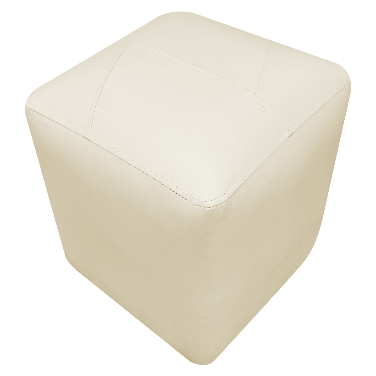 Kit 2 Puffs Decorativos Quadrados Para Sala Penteadeira Urban Tecido Corino Bege Royal e Bege