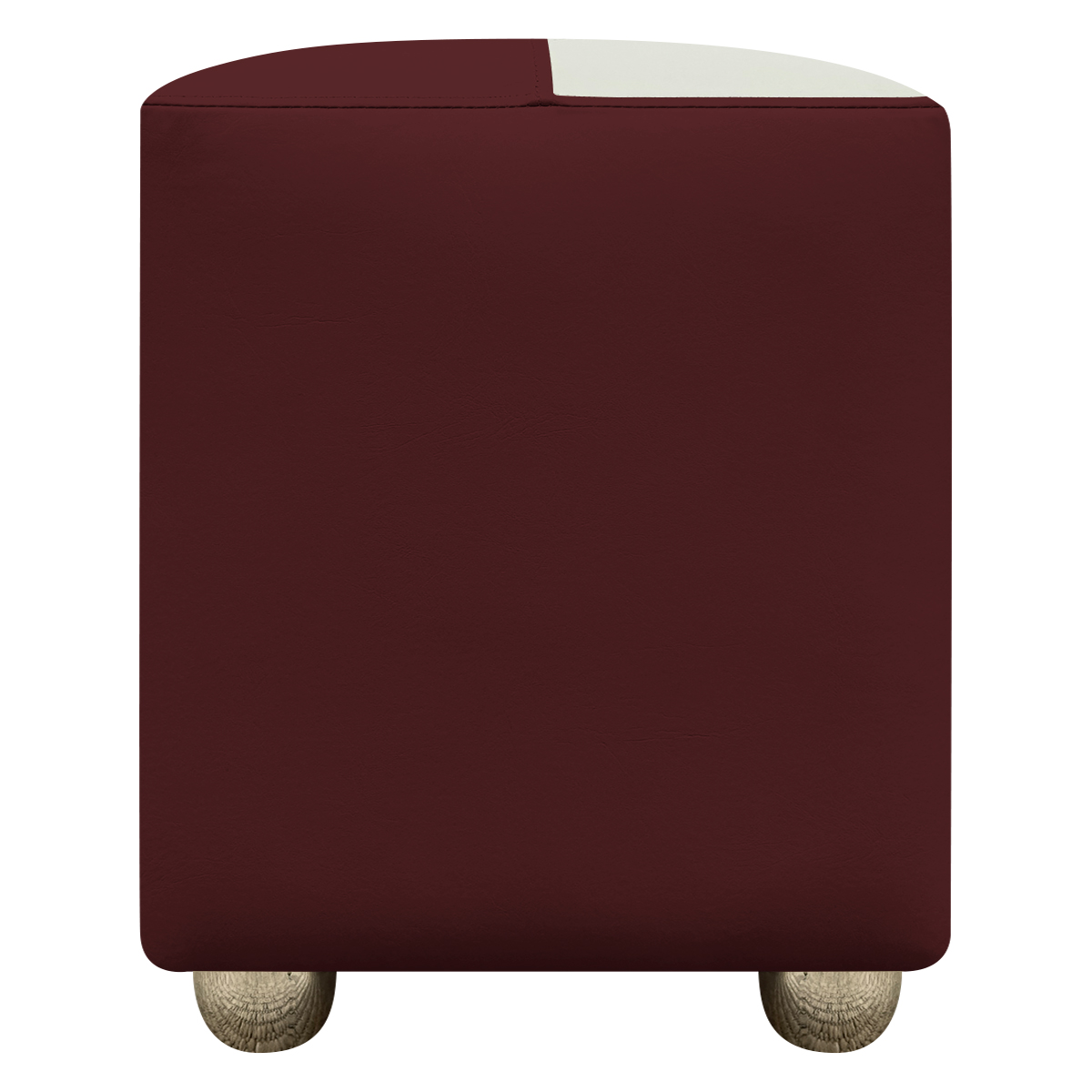 Kit 2 Puffs Decorativos Quadrados Para Sala Penteadeira Urban Tecido Corino Bordo e Bege