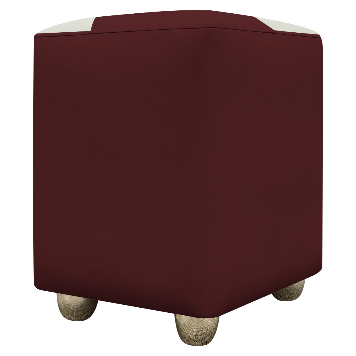 Kit 2 Puffs Decorativos Quadrados Para Sala Penteadeira Urban Tecido Corino Bordo e Bege