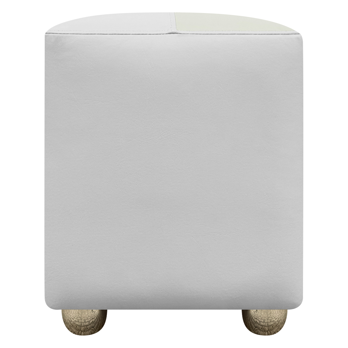 Kit 2 Puffs Decorativos Quadrados Para Sala Penteadeira Urban Tecido Corino Branco e Bege