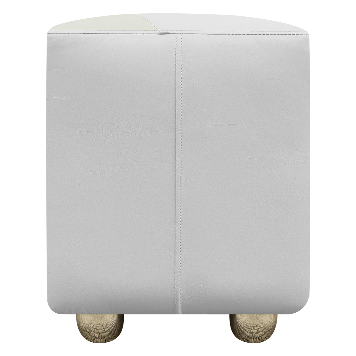 Kit 2 Puffs Decorativos Quadrados Para Sala Penteadeira Urban Tecido Corino Branco e Bege