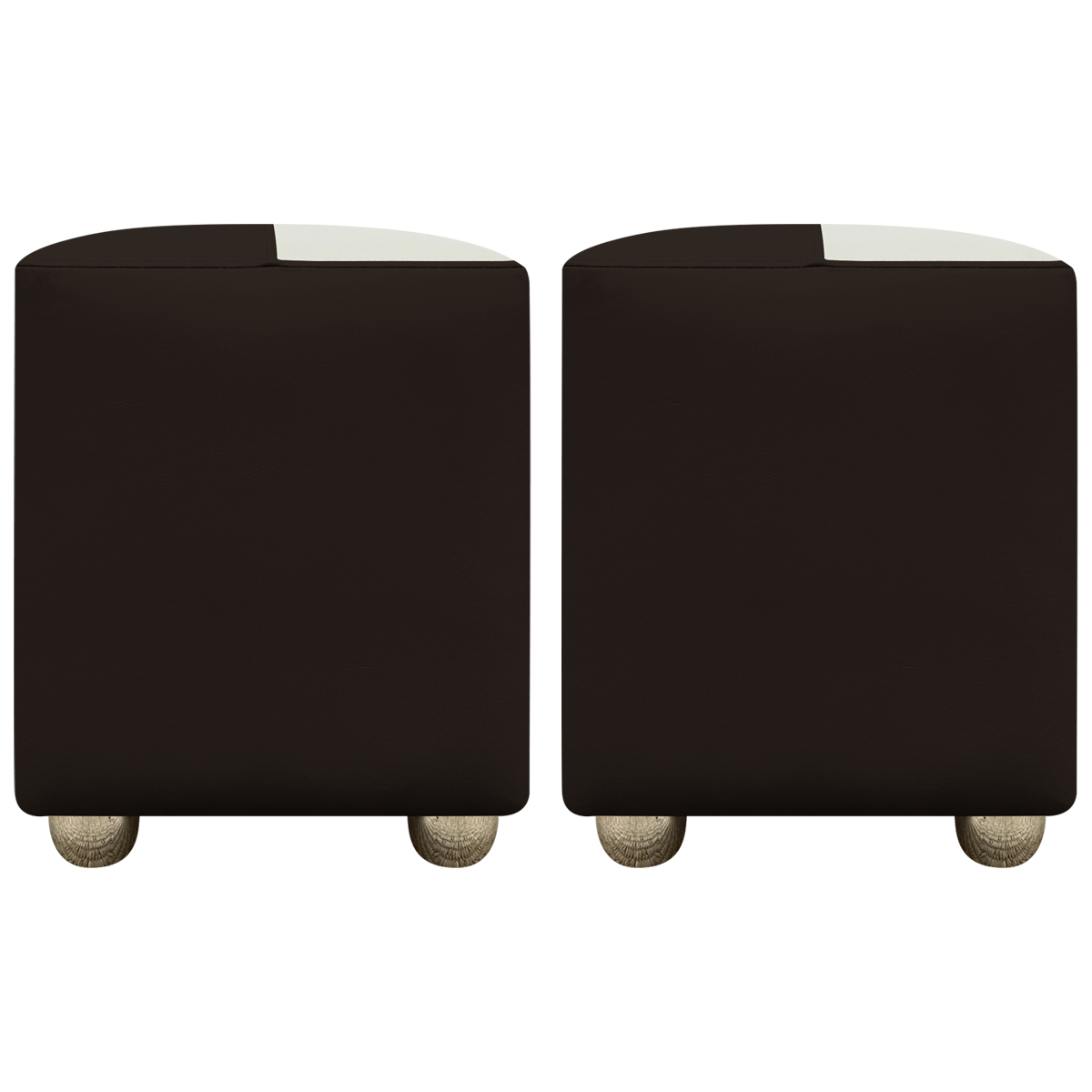 Kit 2 Puffs Decorativos Quadrados Para Sala Penteadeira Urban Tecido Corino Marrom e Bege