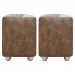 Kit 2 Puffs Decorativos Quadrados Para Sala Penteadeira Urban Tecido Corino Peroba e Bege