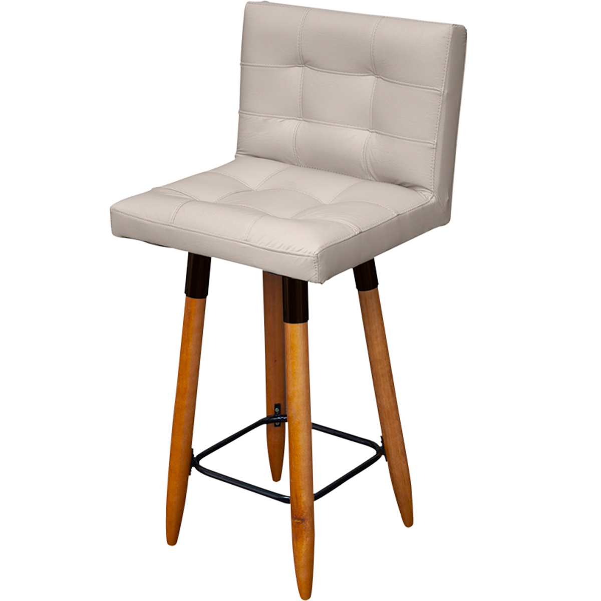 Kit 3 Banquetas Grace Alta Para Areá Gourmet E Balcão Área Gourmet Corino Bege Pé Castanho - Clique E Decore