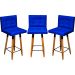 Kit 3 Banquetas Grace Alta Para Areá Gourmet E Balcão Área Gourmet corino Azul Royal Pé Castanho - Clique E Decore