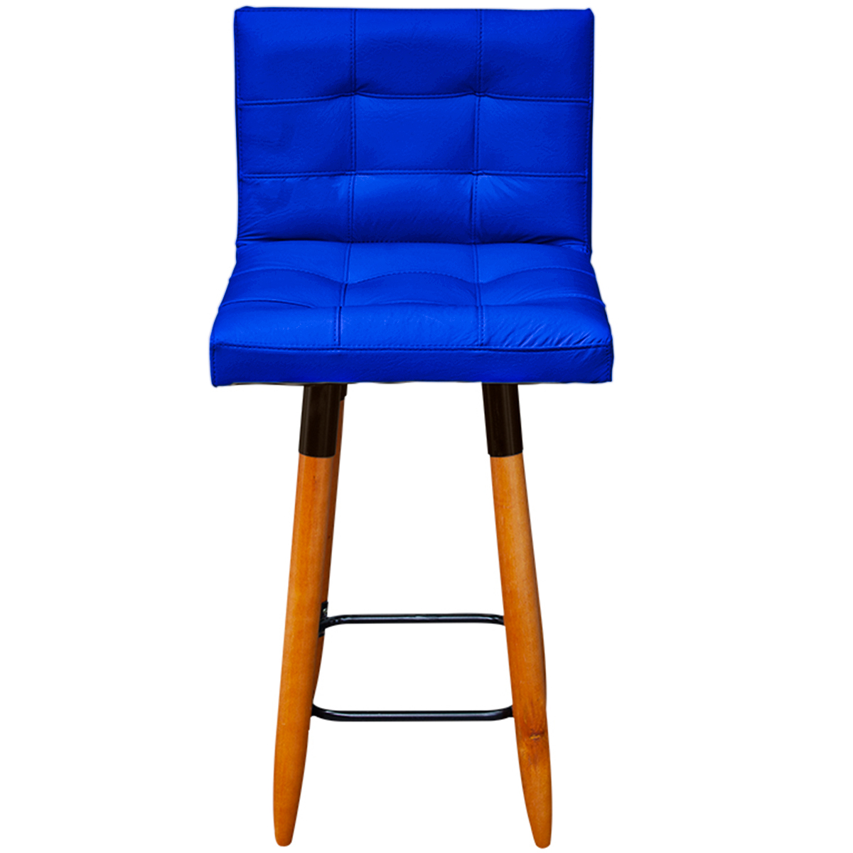 Kit 3 Banquetas Grace Alta Para Areá Gourmet E Balcão Área Gourmet corino Azul Royal Pé Castanho - Clique E Decore